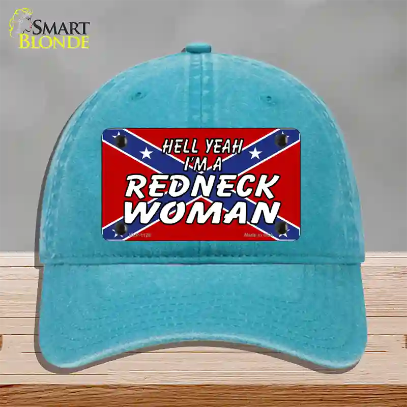 Redneck Woman Novelty License Plate Hat Unconstructed Cotton / Lake Blue