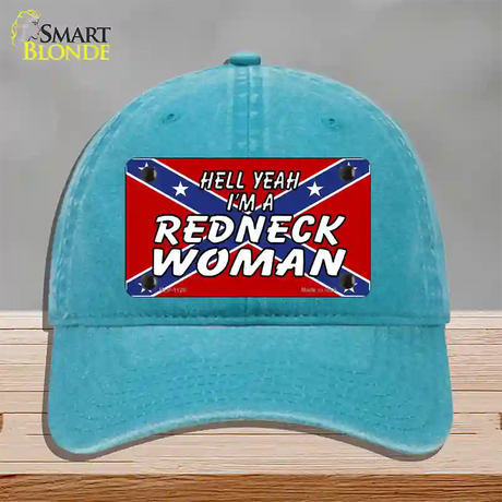 Redneck Woman Novelty License Plate Hat Unconstructed Cotton / Lake Blue