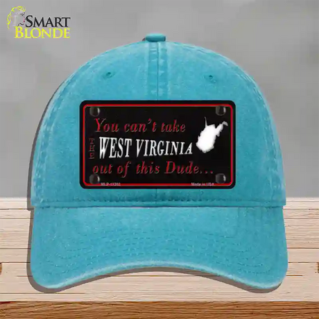 West Virginia Dude Novelty License Plate Hat Unconstructed Cotton / Lake Blue