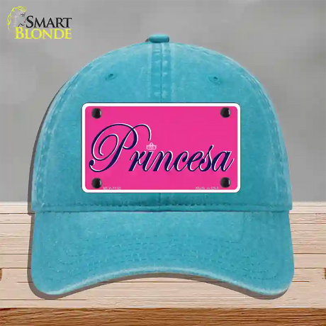 Princesa Novelty License Plate Hat Unconstructed Cotton / Lake Blue