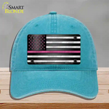 Thin Pink Line With Pink Stars Novelty License Plate Hat Unconstructed Cotton / Lake Blue