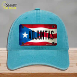 Adjuntas Puerto Rico Flag Novelty License Plate Hat Unconstructed Cotton / Lake Blue