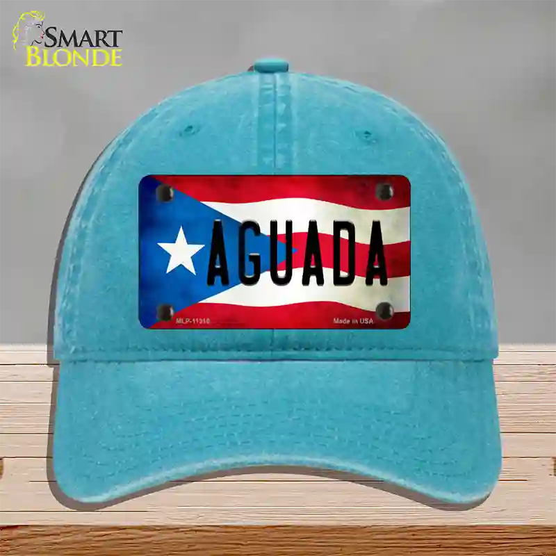 Aguada Puerto Rico Flag Novelty License Plate Hat Unconstructed Cotton / Lake Blue