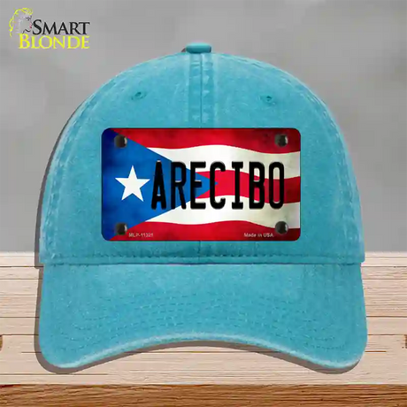 Arecibo Puerto Rico Flag Novelty License Plate Hat Unconstructed Cotton / Lake Blue