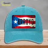 Arroyo Puerto Rico Flag Novelty License Plate Hat Unconstructed Cotton / Lake Blue