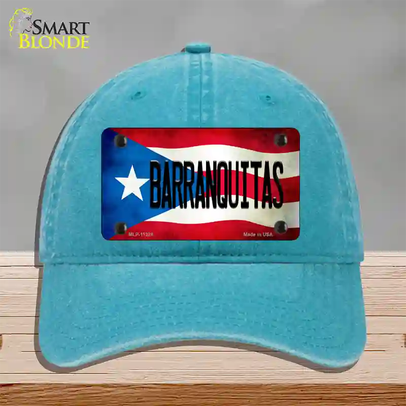 Barranquitas Puerto Rico Flag Novelty License Plate Hat Unconstructed Cotton / Lake Blue