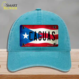 Caguas Puerto Rico Flag Novelty License Plate Hat Unconstructed Cotton / Lake Blue