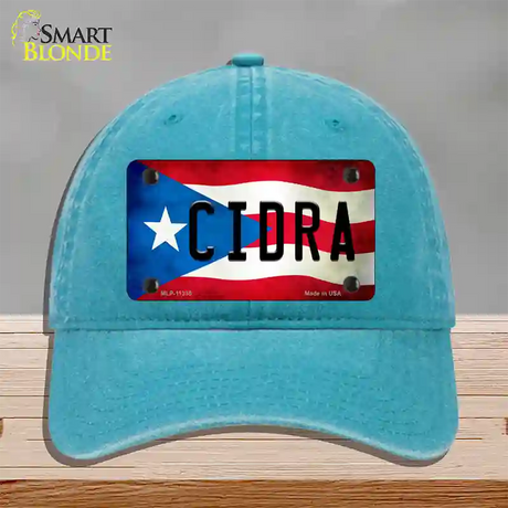 Cidra Puerto Rico Flag Novelty License Plate Hat Unconstructed Cotton / Lake Blue