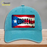 Corozal Puerto Rico Flag Novelty License Plate Hat Unconstructed Cotton / Lake Blue