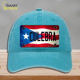 Culebra Puerto Rico Flag Novelty License Plate Hat Unconstructed Cotton / Lake Blue