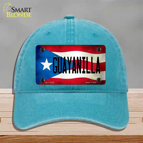 Guayanilla Puerto Rico Flag Novelty License Plate Hat Unconstructed Cotton / Lake Blue