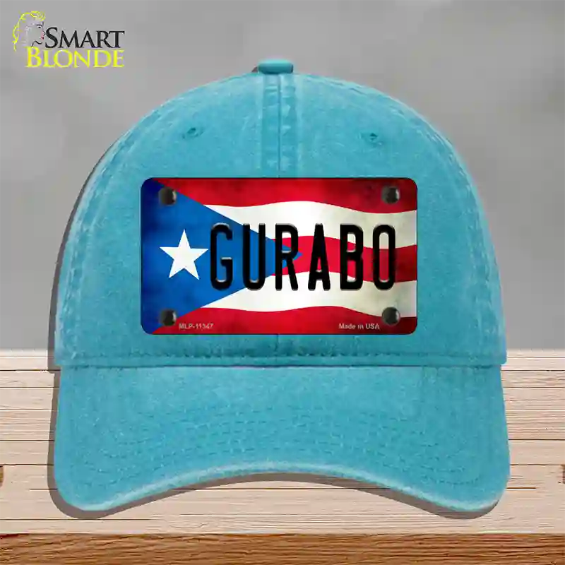 Gurabo Puerto Rico Flag Novelty License Plate Hat Unconstructed Cotton / Lake Blue