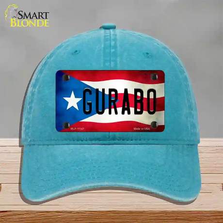 Gurabo Puerto Rico Flag Novelty License Plate Hat Unconstructed Cotton / Lake Blue