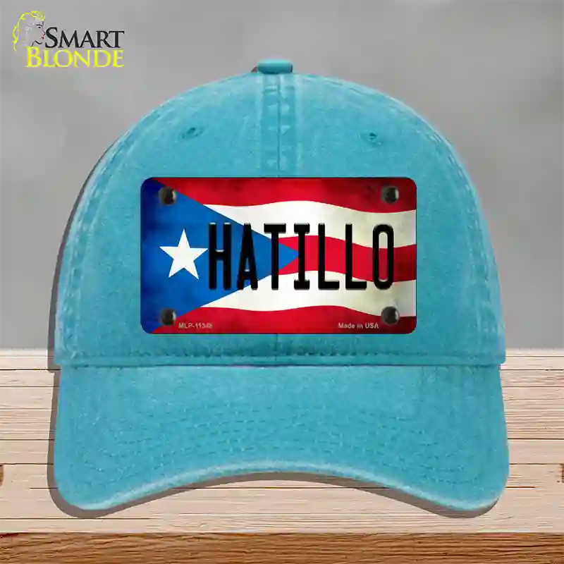 Hatillo Puerto Rico Flag Novelty License Plate Hat Unconstructed Cotton / Lake Blue