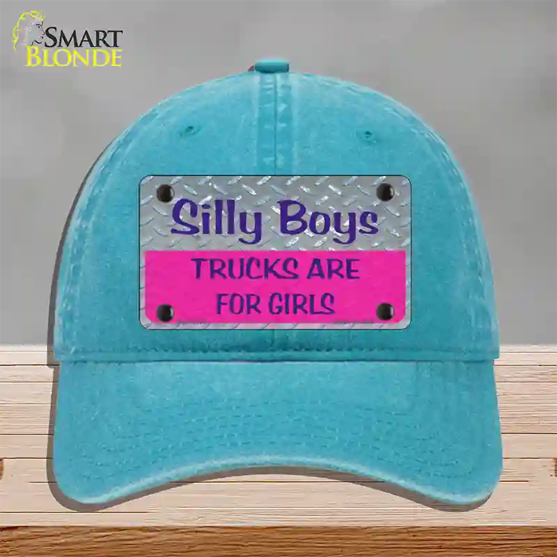 Silly Boys Novelty License Plate Hat Unconstructed Cotton / Lake Blue