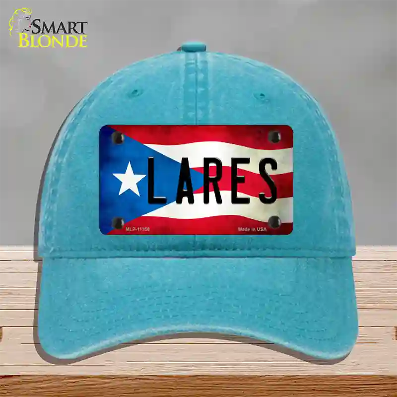 Lares Puerto Rico Flag Novelty License Plate Hat Unconstructed Cotton / Lake Blue