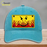 Smiley Flame Novelty License Plate Hat Unconstructed Cotton / Lake Blue