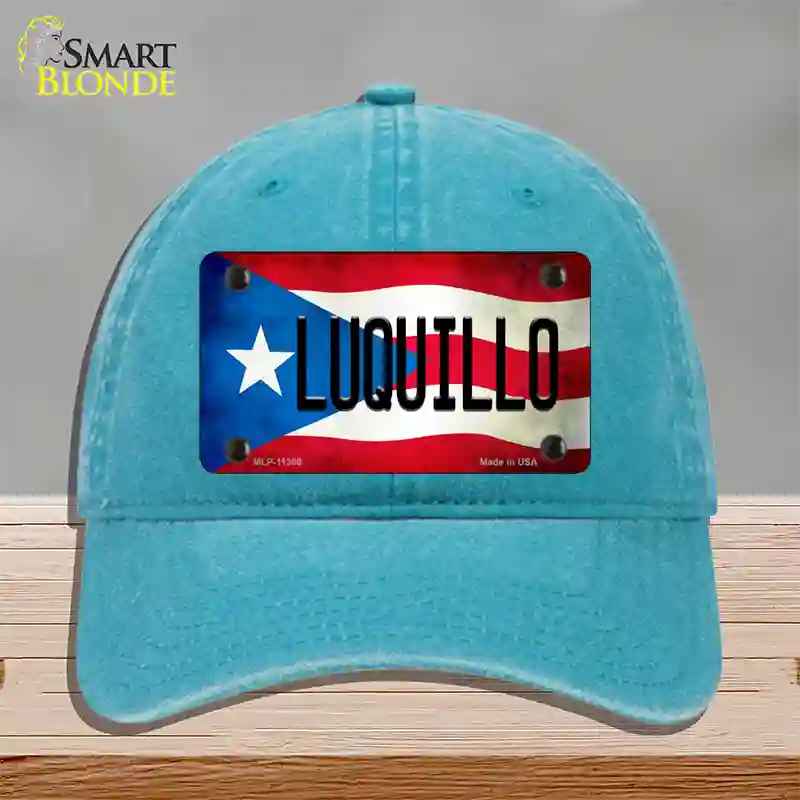 Luquillo Puerto Rico Flag Novelty License Plate Hat Unconstructed Cotton / Lake Blue