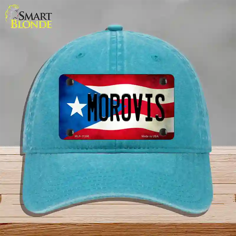 Morovis Puerto Rico Flag Novelty License Plate Hat Unconstructed Cotton / Lake Blue