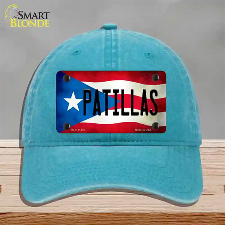 Patillas Puerto Rico Flag Novelty License Plate Hat Unconstructed Cotton / Lake Blue