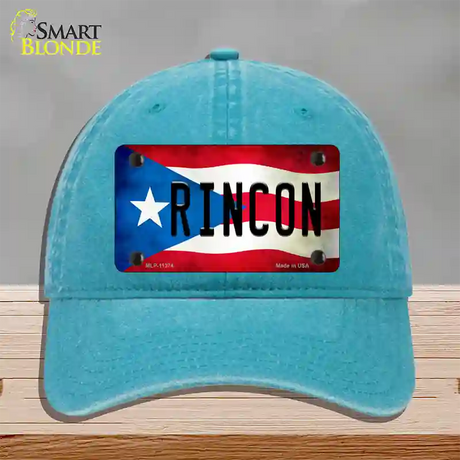 Rincon Puerto Rico Flag Novelty License Plate Hat Unconstructed Cotton / Lake Blue