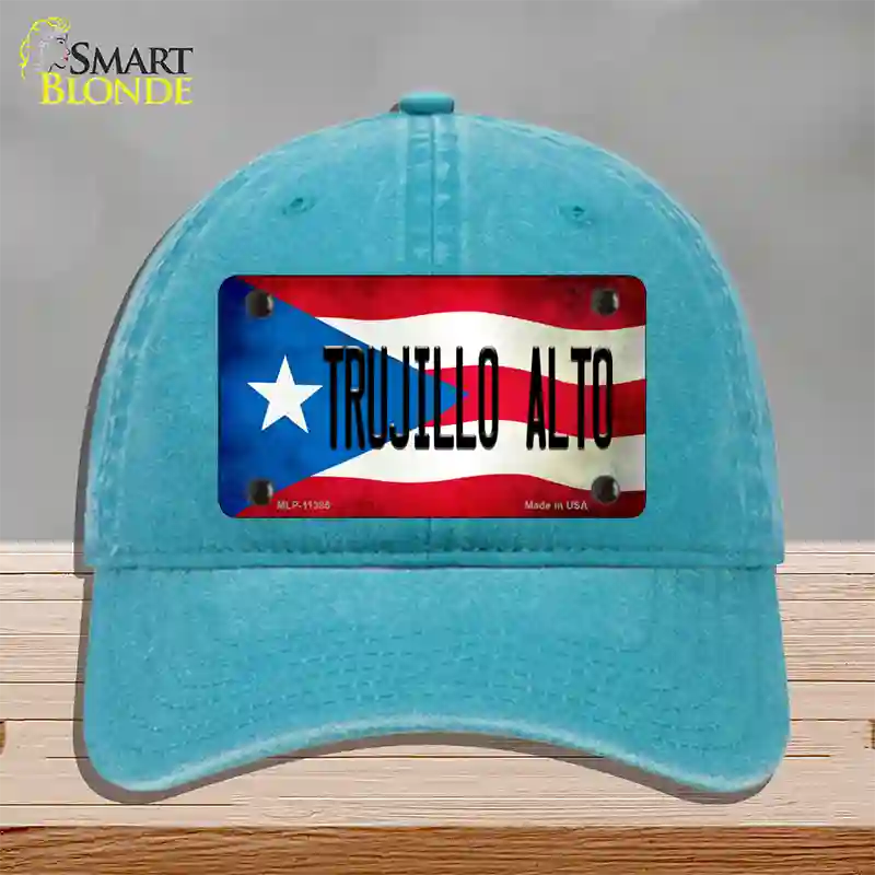 Trujillo Alto Puerto Rico Flag Novelty License Plate Hat Unconstructed Cotton / Lake Blue