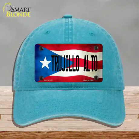 Trujillo Alto Puerto Rico Flag Novelty License Plate Hat Unconstructed Cotton / Lake Blue