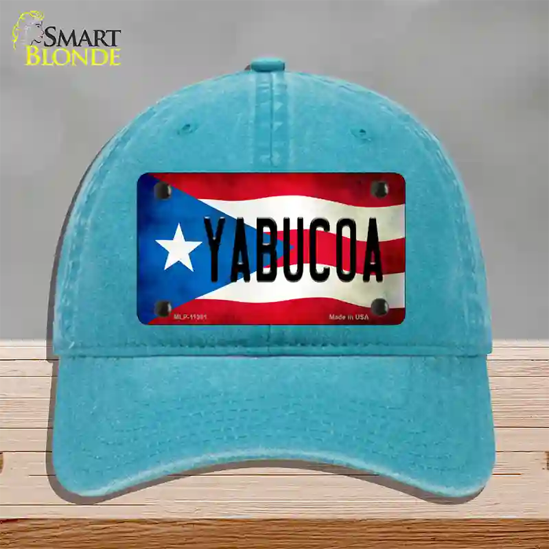 Yabucoa Puerto Rico Flag Novelty License Plate Hat Unconstructed Cotton / Lake Blue