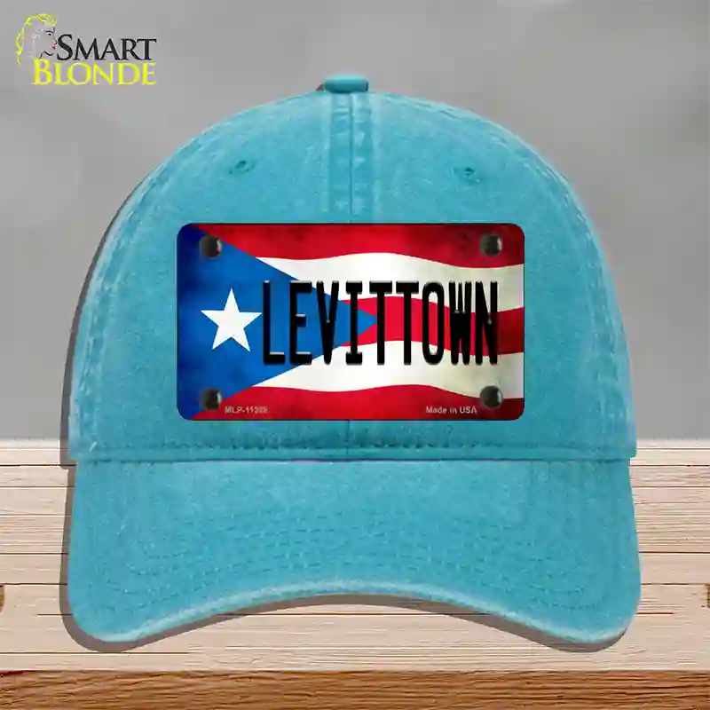 Levittown Puerto Rico Flag Novelty License Plate Hat Unconstructed Cotton / Lake Blue