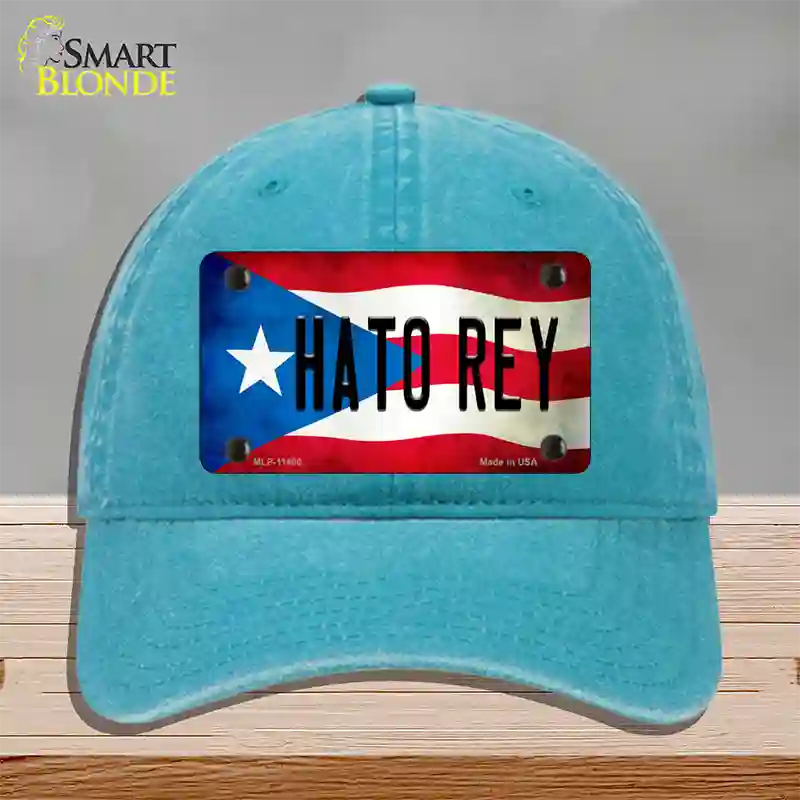 Hato Rey Puerto Rico Flag Novelty License Plate Hat Unconstructed Cotton / Lake Blue