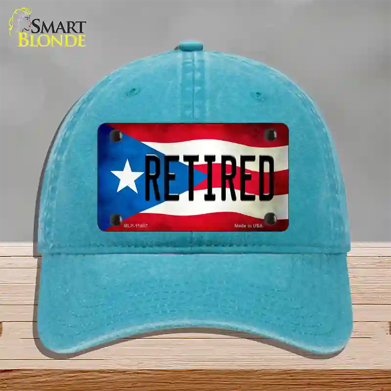 Retired Puerto Rico Flag Novelty License Plate Hat Unconstructed Cotton / Lake Blue