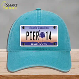 Pier 14 South Carolina Novelty License Plate Hat Unconstructed Cotton / Lake Blue