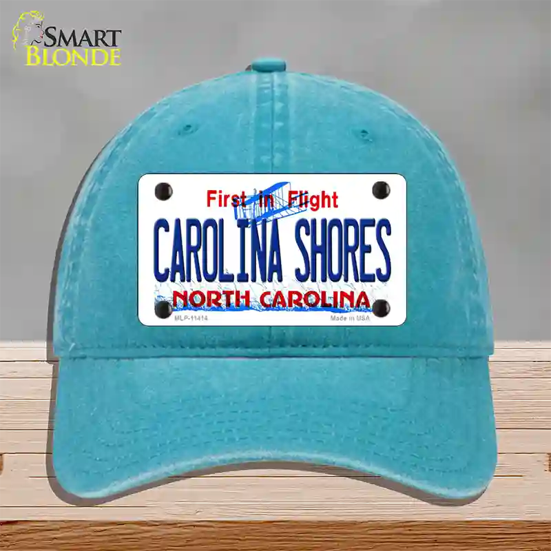 Carolina Shores North Carolina Novelty License Plate Hat Unconstructed Cotton / Lake Blue