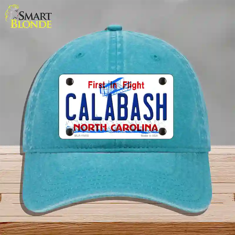 Calabash North Carolina Novelty License Plate Hat Unconstructed Cotton / Lake Blue