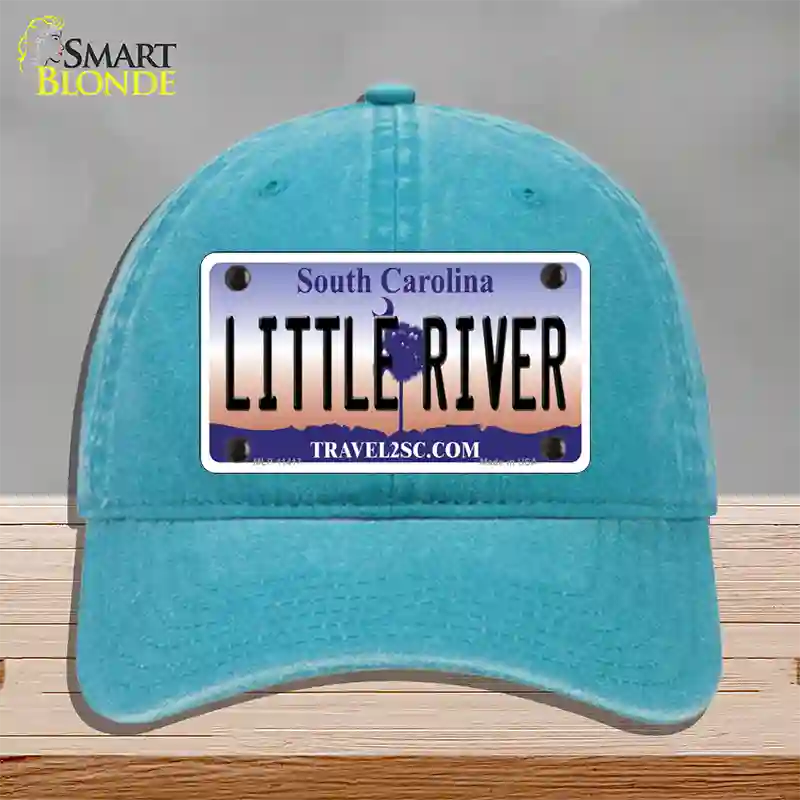 Little River South Carolina Novelty License Plate Hat Unconstructed Cotton / Lake Blue