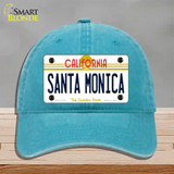 Santa Monica California Novelty License Plate Hat Unconstructed Cotton / Lake Blue