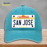 San Jose California Novelty License Plate Hat Unconstructed Cotton / Lake Blue