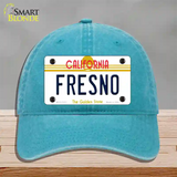 Fresno California Novelty License Plate Hat Unconstructed Cotton / Lake Blue