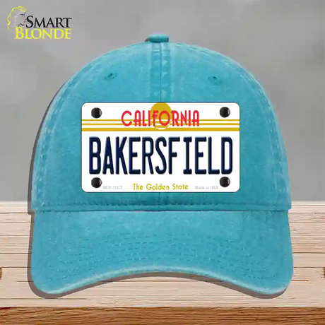 Bakersfield California Novelty License Plate Hat Unconstructed Cotton / Lake Blue