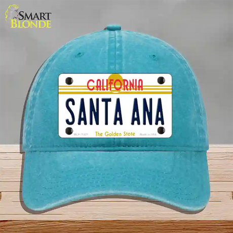 Santa Ana California Novelty License Plate Hat Unconstructed Cotton / Lake Blue