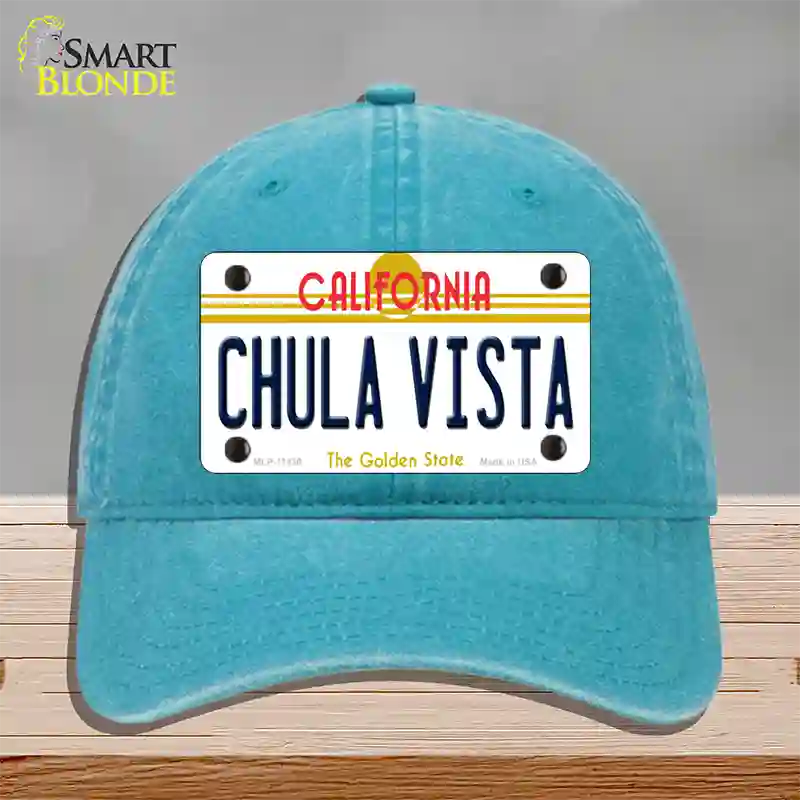 Chula Vista California Novelty License Plate Hat Unconstructed Cotton / Lake Blue