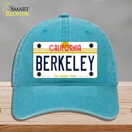 Berkeley California Novelty License Plate Hat Unconstructed Cotton / Lake Blue