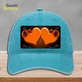 Hearts Over Roses In Orange Novelty License Plate Hat Unconstructed Cotton / Lake Blue