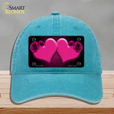 Hearts Over Roses In Pink Novelty License Plate Hat Unconstructed Cotton / Lake Blue