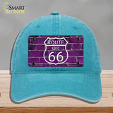 Route 66 Purple Brick Wall Novelty License Plate Hat Unconstructed Cotton / Lake Blue