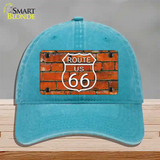 Route 66 Orange Brick Wall Novelty License Plate Hat Unconstructed Cotton / Lake Blue