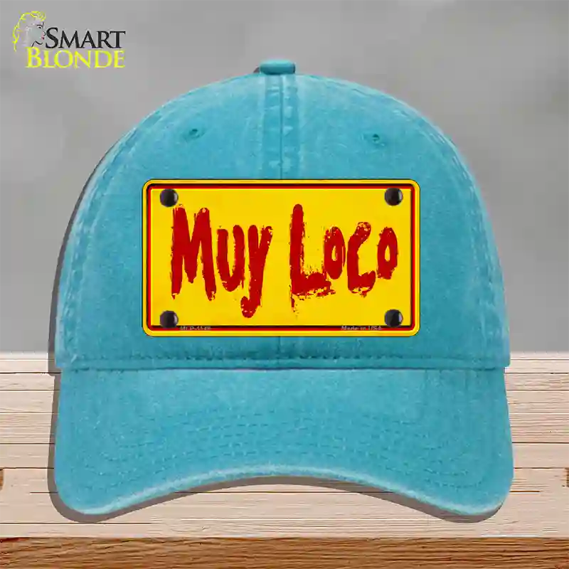 Muy Loco Novelty License Plate Hat Unconstructed Cotton / Lake Blue