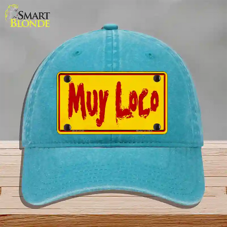 Muy Loco Novelty License Plate Hat Unconstructed Cotton / Lake Blue