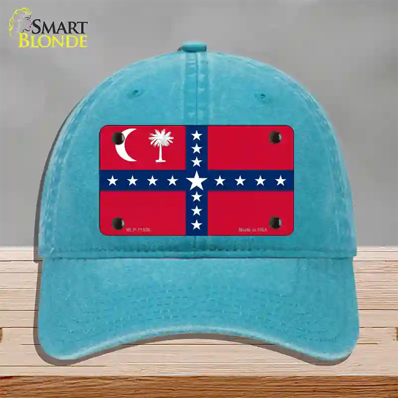 South Carolina Sovereignty Flag Novelty License Plate Hat Unconstructed Cotton / Lake Blue