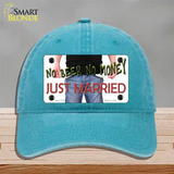 No Beer No Money Just Married Novelty License Plate Hat Unconstructed Cotton / Lake Blue